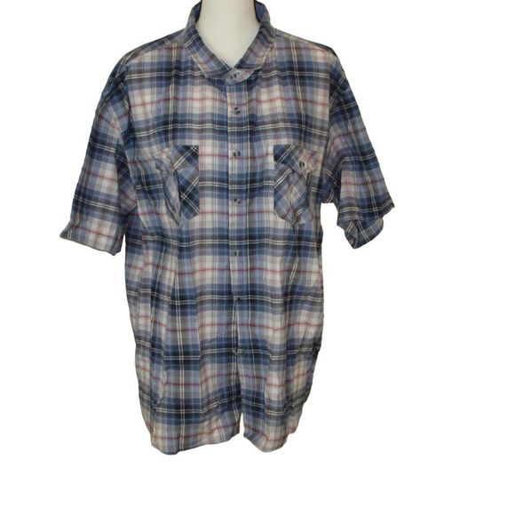 Vesse Button‎ Front Blue Plaid Shirt XXL - Picture 1 of 7
